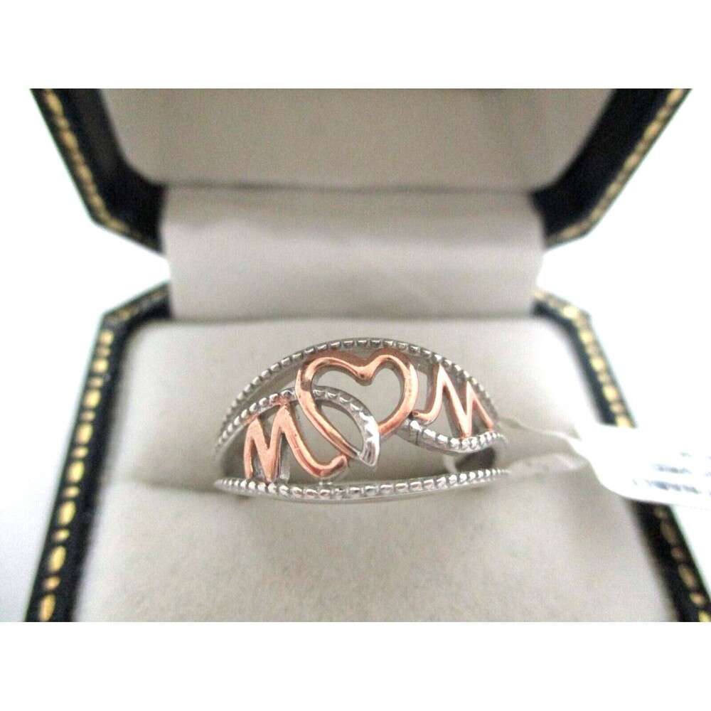MOM RING STS .925 Sterling Silver Rose Gold Overlay NWT sz 7